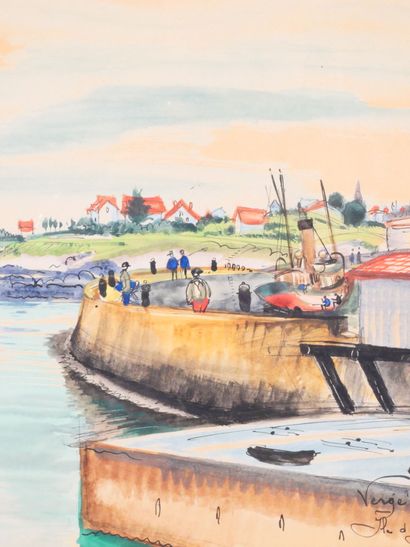 null Henri VERGÉ-SARRAT (1880-1966)
Port Joinville à l'île d'Yeu
Aquarelle et encre...