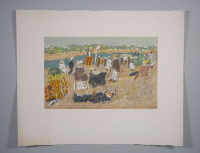 null Jean POUGNY (1892-1956)
Bords de plage 
Gravure en couleurs signée en bas à...