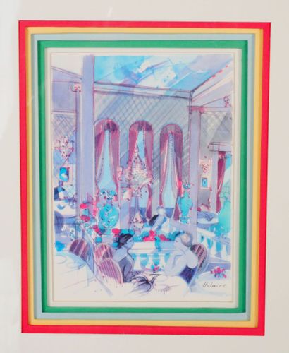 null D'après Camille HILAIRE (1916-2004)
Scène d'un restaurant 
Reproduction en couleur...