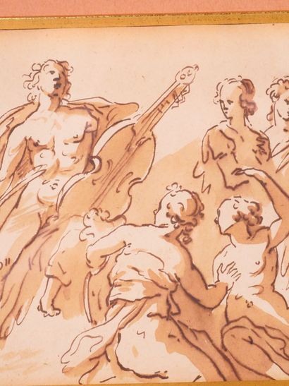 null 17th-century Venetian school 
Apollo and the Muses
Pen and brown ink, brown...
