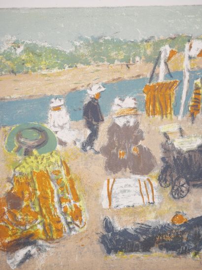 null Jean POUGNY (1892-1956)
Bords de plage 
Gravure en couleurs signée en bas à...
