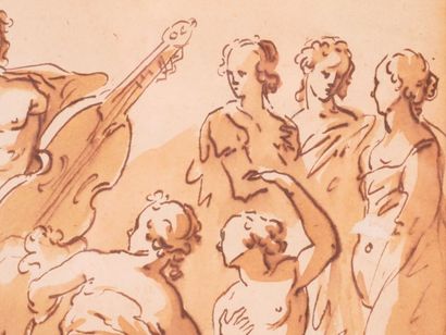 null 17th-century Venetian school 
Apollo and the Muses
Pen and brown ink, brown...