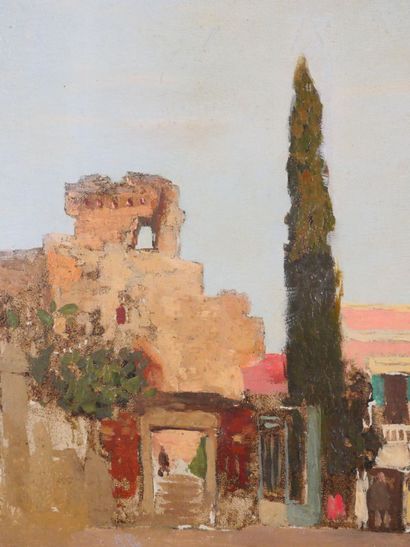null James KERR-LAWSON (1864/65-1939)
Ruines de la villa d'Hadrien à Rome 
Huile...