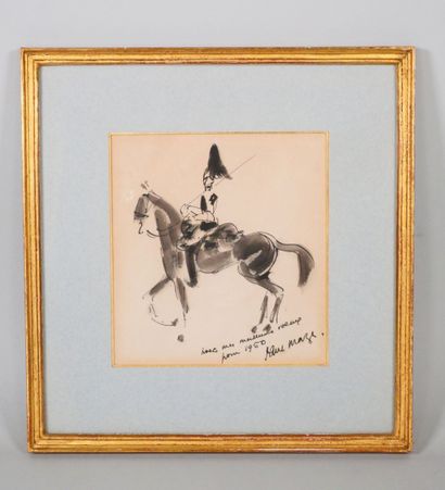 null Paul Lucien MAZE (1887-1979)
Garde à cheval 
Encre sur papier signée en bas...