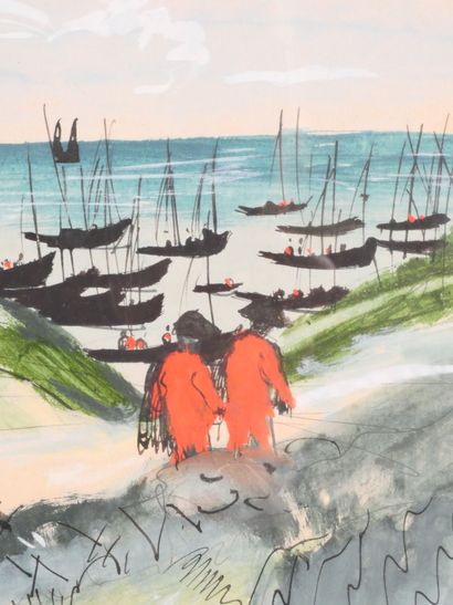 null Henri VERGÉ-SARRAT (1880-1966)
Walkers on Yeu Island
Watercolor and ink on paper...