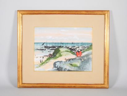 null Henri VERGÉ-SARRAT (1880-1966)
Promeneurs à l'île d'Yeu
Aquarelle et encre sur...