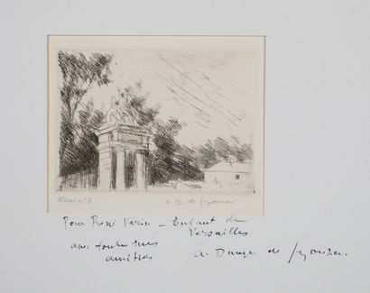 null André DUNOYER DE SEGONZAC (1884-1974)
L'entrée de l'Orangerie 
Gravure au burin...