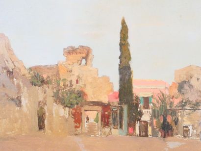 null James KERR-LAWSON (1864/65-1939)
Ruines de la villa d'Hadrien à Rome 
Huile...