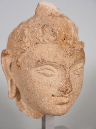 null Tête de bouddha en stuc.
Art gréco-bouddhique du Gandhara, IV-Ve siècles.
(Accidents...