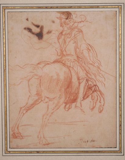 null Attribué à Antonio TEMPESTA (Florence 1555 - Rome 1630)
Cavalier de dos
Sanguine
Dimensions...