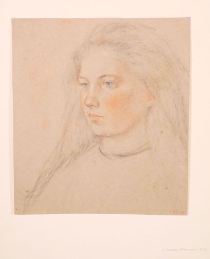 null Charles Haslewood SHANNON (1863-1937)
Portrait de jeune femme 
Dessin aux trois...