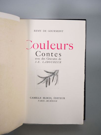 null GOURMONT Rémy De.
Couleurs - Contes, with engravings by J-E. Laboureur, Camille...