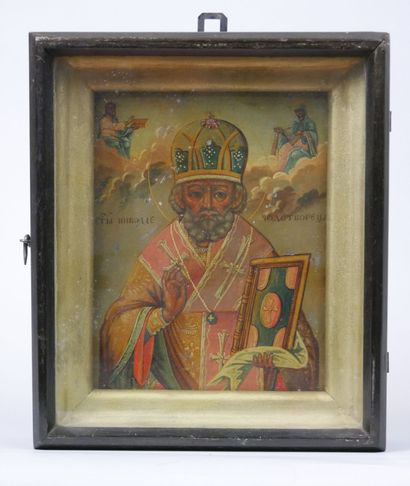 null Icône de Saint Nicolas le Thaumaturge.
Tempera sur bois.
Conservée dans son...