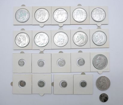 21 Monnaies Argent France - Louis-Napoléon...