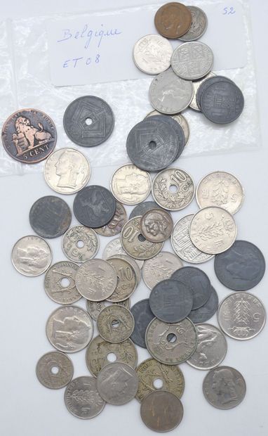 Ensemble de 192 Monnaies Europe du Nord.
52-Belgique...