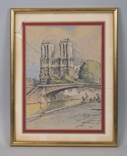 E. DELLUC (XXe siècle)
Notre-Dame de Paris
Aquarelle...