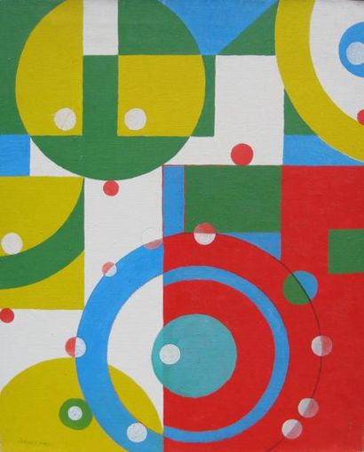 Jacques MARET (1900-1980) Composition géométrique. Huile sur toile signée en bas...