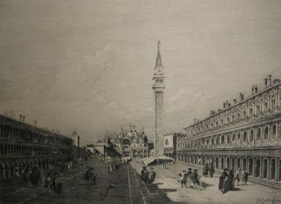 Francesco GUARDI (d'après) Place Saint Marc, Venise. Graveur Teyssonnières. 19,5...