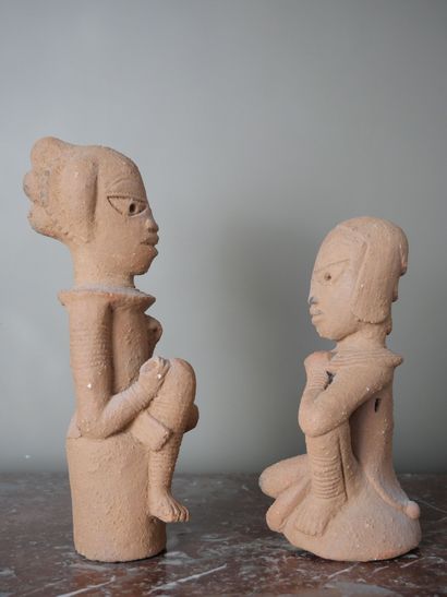 null NIGERIA, NOK culture people 
Two figures in red slip terra cotta
Dimensions:...