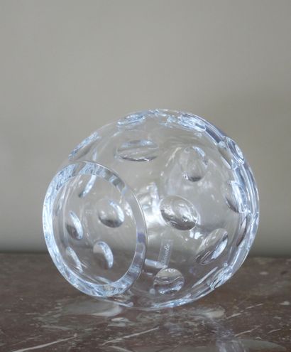null CHRISTOFLE
CLUNY" crystal ball vase with pastillage decoration, bears a brand...