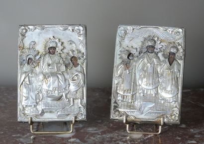Pair of icons, one depicting the Déisis and...