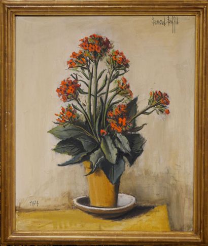 null Bernard BUFFET (1928-1999)
"Orange flower plant" 1974
Oil on canvas
Signed upper...