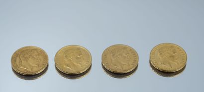 null Set of 4 Gold Coins - France - Napoléon III - Tête Laurée.
4-20 Francs 1863...