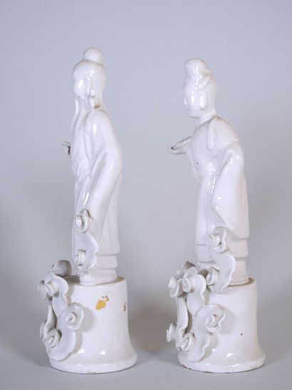 null CHINA 
Pair of Chinese white porcelain subjects representing an old man and...