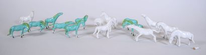null CHINA 
Two lots of small Chinese white porcelain and turquoise enamelled horses...