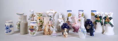 null Lot of 21 small ceramic vases, mostly porcelain of various shapes, sizes and...