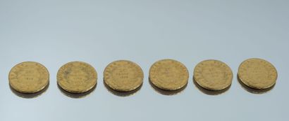 null Set of 6 Gold Coins - France - Napoleon III - Bare Head.
6-20 Francs 1852 A,...