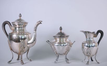 Part of a silver-plated tea service decorated...