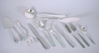 Part of a silver-plated shell-mounted cutlery...