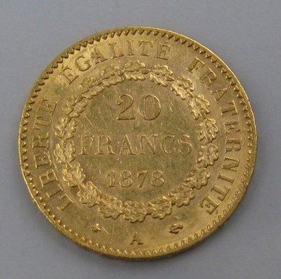 null Pièce de 20 Francs or. Génie de la IIIème République. 1878. Poids: 6,4 g.