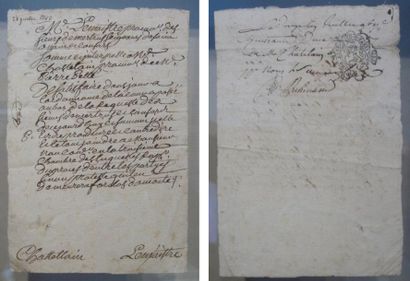 Lettre manuscrite datée du '21 juillet 1742'...
