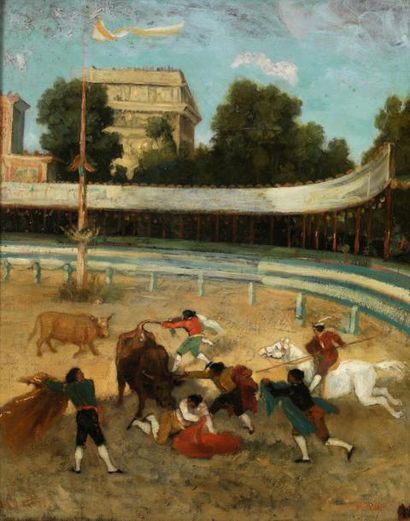 Gustave Courbet (1819-1877) Course de taureaux 1854-1856
Huile sur toile signée en...