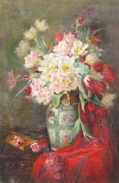 Marie-Clotilde GALLIEN-BERTHON (1870-1959) Nature morte aux fleurs Huile sur toile...
