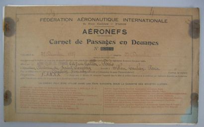 Antoine de SAINT-EXUPERY Carnet de passages en douanes de l'avion Caudron Simoun...