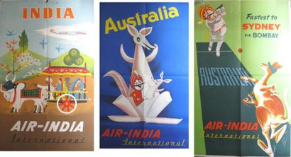 null Affiche (3). Ensemble de 3 affiches Air India