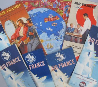 null Document Air France (8). Pochette cartonnée Air France "Bienvenue à bord", planisphère...