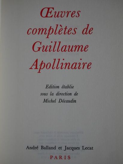null APOLLINAIRE (Guillaume). Set of 4 Volumes and 4 boxes complete with facsimiles...