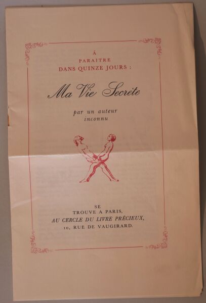 null [CURIOSA]
Ma Vie Secrète by an unknown writer with a preface by Georges Legman,...