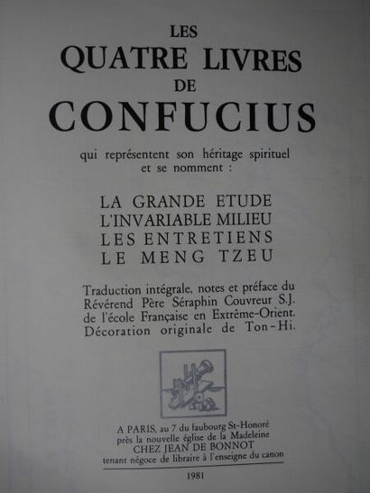 null [CONFUCIUS]
The Four Books of Confucius which represent his spiritual heritage...
