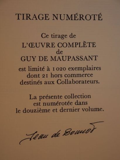 null MAUPASSANT (Guy de). Set of 12 Volumes.
Oeuvre complète, Chez Jean de Bonnot...