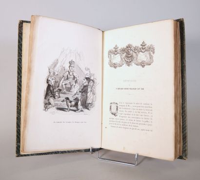 null GRANDVILLE. Ensemble de 2 Volumes.
Cent Proverbes, Paris Fournier 1845, in-8,...