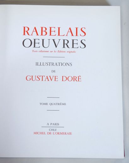 null [RABELAIS]. Ensemble de 6 Volumes.
Rabelais-Oeuvres, texte collationné sur les...