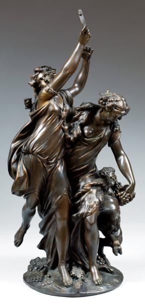 CLODION (1738-1814) (d'après) Bacchanale Épreuve en bronze à patine brune signée....