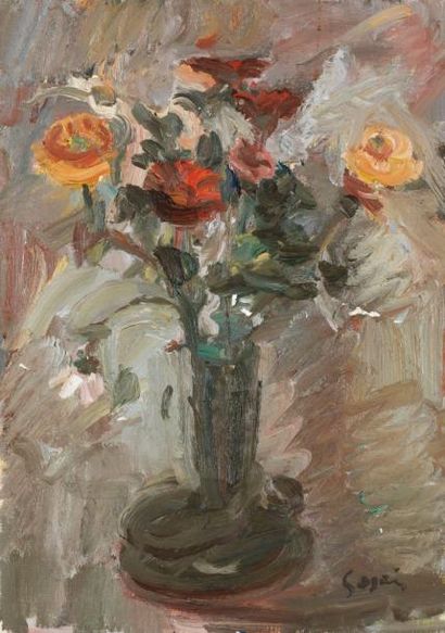 Pierre GOGOIS (né en 1935) Fleurs dans un vase Huile sur toile signée en bas à droite....