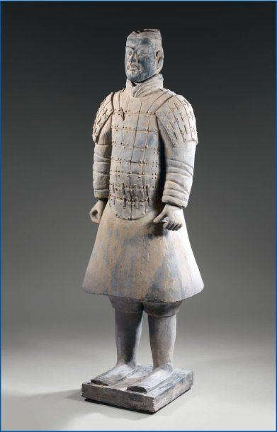 null «Guerrier chinois», terre cuite, reproduction style Xian, H. 172 cm* 