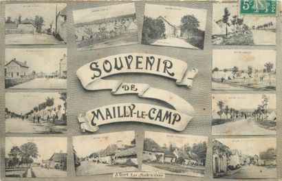 null 50 CARTES POSTALES MILITARIA: Mailly le Camp. Dont" Entrée du Camp (cpsm sépia-magasins),...